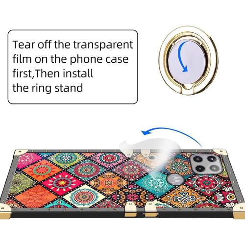 for Motorola Moto One 5G Ace Case (One 5G UW Ace) with Ring Kickstand Retro Mandala Flower Pattern Metal Reinforced Corners Shockproof Protection Cover for Moto G 5G