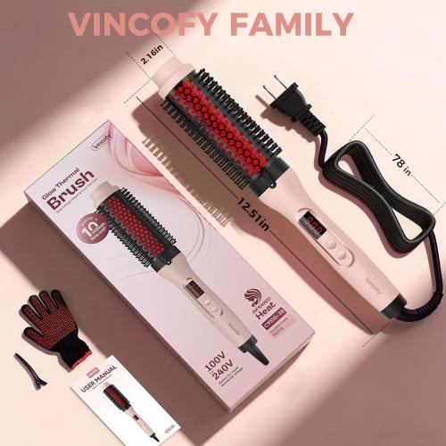 Infrared Thermal Brush, Dual Voltage Heated Round Brush, Shell Pink