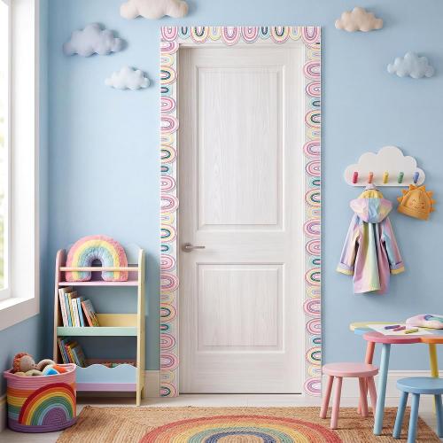 Tenceur 48 ft x 2.76 Inch Rainbow Magnetic Whiteboard Border,Happy Color
