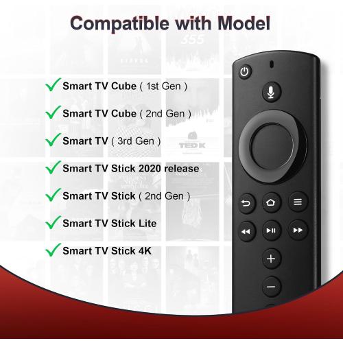 Voice FireStick Remote Control Fit for FireSeries Smart TVs Cube (1st & 2nd Gen), TV Stick 4K/Lite/Stick (2nd Gen), and Smart TV (3rd Gen), N0t for Insignia-Toshiba-Pioneer Smart TV