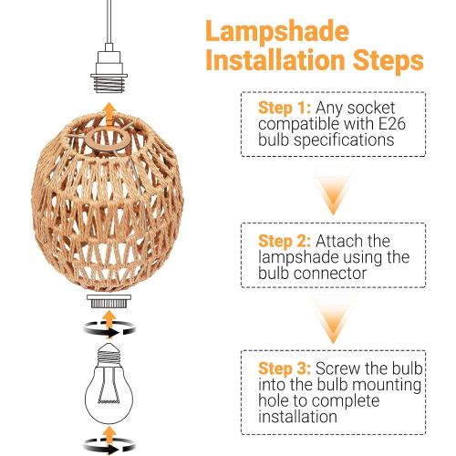 Small Lamp Shades For Table Lamps Hanging Light Boho Lamp Shades Wicker Lamp Shade for Floor Lamps, Rattan Lampshade for Hanging Lamp Wall Sconce Woven Plug in Pendant Light Egg Shade