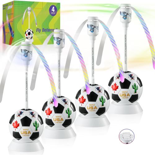 chemotex Fly Fans for Tables, Soccer Theme Table Top Fly Spinner to Keep Flies Away from Food, Portable Fly Repellent Fan with Soft Stop Blades for Outdoor, Picnic, Party & BBQ, 4 Packs