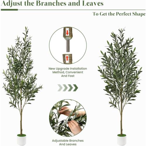 Alupssuc 3FT Faux Olive Tree with Fruits White Pot, Indoor Home Decor 2 pack