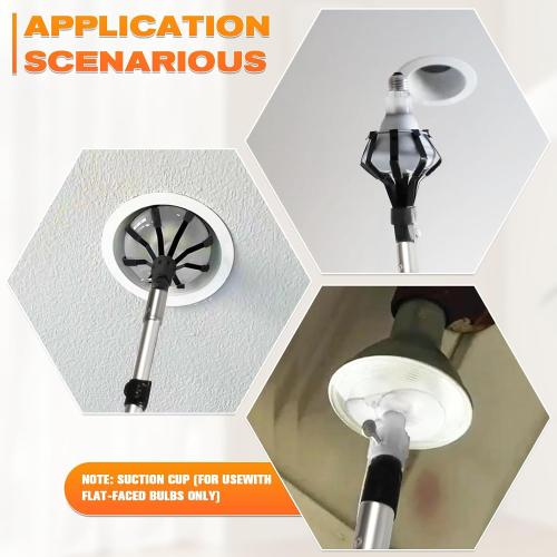 18FT Reach Light Bulb Changer for High Ceilings with Telescopic Extension Pole，3-12FT Light Bulb Extension Pole Changer with Baskets and Suction Cup for High Ceilings and Recessed Lights