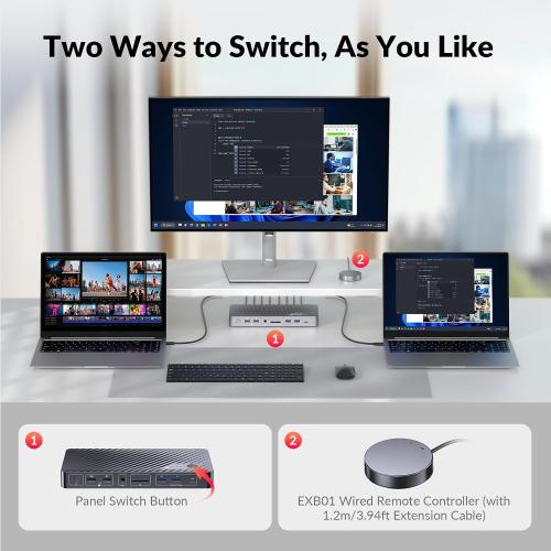AV Access USB C KVM Switch Docking Station Dual Monitor 2 Laptops