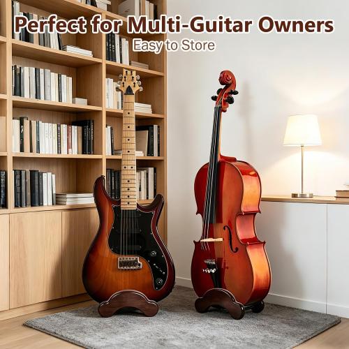 Acoustic Guitar Stand, Portable Adjustable Guitar Stand Floor, Clip-On Self-Standing Solid Wood Guitar, Guitar Holder for Acoustic, Classic and Folk Guitar