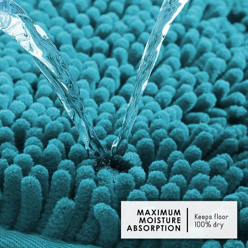 Hearth & Harbor Bathroom Rugs, Chenille Bath Mat - Machine Washable Bath Mats for Bathroom Non-Slip Backing Rubber, Quick Dry Bathroom Mat