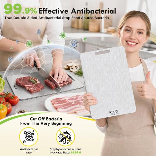 Non-Toxic Titanium Cutting Board, 100% Pure Titanium Cutting Boards for Kitchen, Double-Sided Chopping Boards for Raw & Cooked Food, Dishwasher Safe, Cutting Board & Knife Sets(13L x 8W)