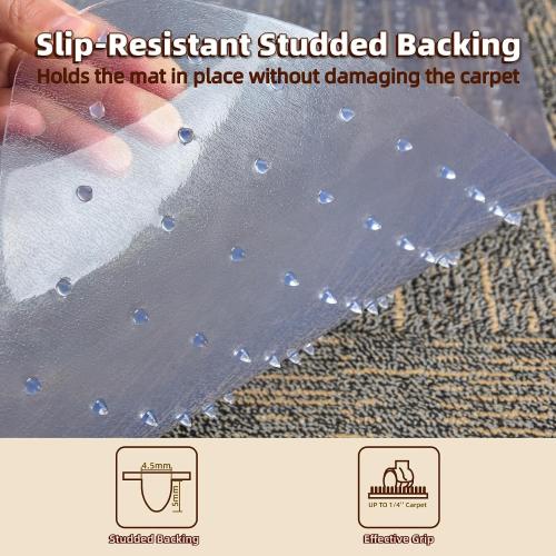 Office Chair Mat for Carpet: 36 x 48 Plastic Heavy Duty Computer Desk Mats with Lip for Low Flat and No Pile Carpeted Floor - Clear Rug Pad for Rolling Chairs Office Work Home Gaming Rectangle