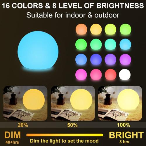 LED Globe Orb Light, 6-in LED Light Up Ball, Cordless Glowing Orb for Kids