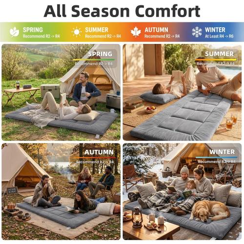Thick Camping Sleeping Pad, Fluff Camping Cot Pads for Adult, Soft Sleeping Mat, Non-Slip Camping Cot Mattress Topper 75x28 for Camp Cot/Rv Bunk/Narrow Twin Beds