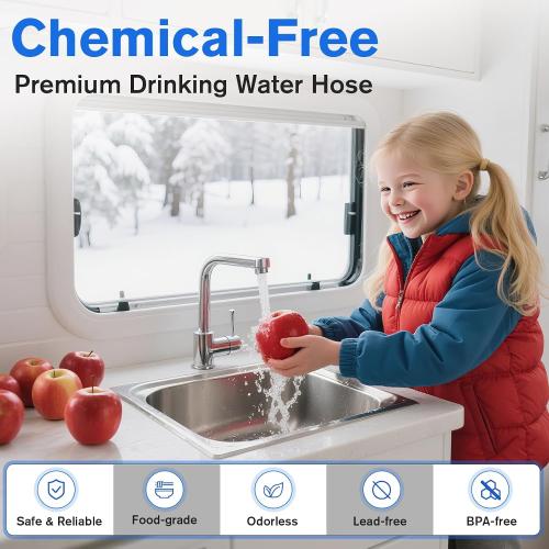 25FT Drinking Water Hose, Heated Anti Freeze Garden Hose Camper | BPA free non-toxic drinking water heated anti-freeze hose ideal for camper rv marine boat and garden home use