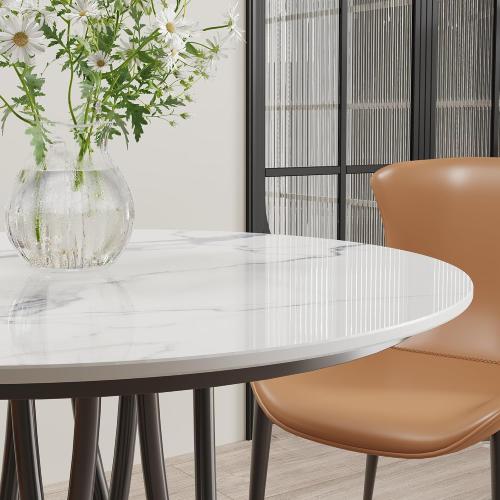 ZL ZELing Round Sintered Stone Table Top 23.6,Replacement Table Top for Indoor & Outdoor - Heat/Scratch Resistant Waterproof Ceramic DIY Desktop,Patio/Balcony/Bistro/Café & Dining Room (White)