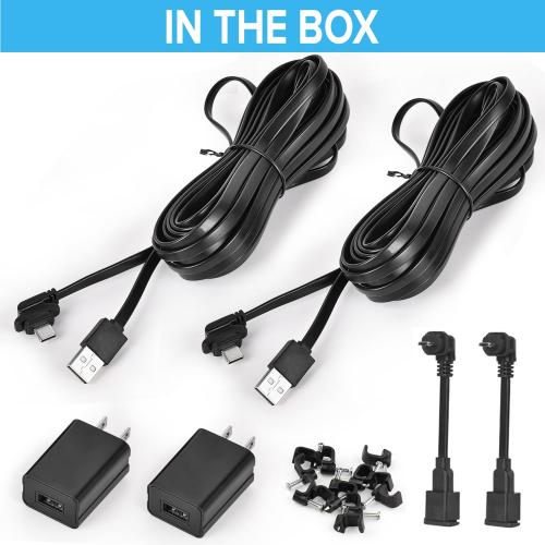 2 Pack 16.4ft/5m Power Cable with Adapter for Blink Outdoor 4 (4th Gen), Outdoor/Indoor (3rd Gen), Flat Power Cord for Blink XT/XT2, Weatherproof Charger Cable with Extra Type C to Micro USB Adapter