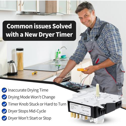 W10185972 Dryer Timer Compatible with Whirlpool, Roper, Amana, AED4475TQ1 RED4440VQ1 NED5100TQ1 IED4400VQ1 EED4300VQ1 CEDX631VQ1 RED4400VQ1 Dryer etc.Replacement WPW10185972VP 418-617-20-B5 etc.