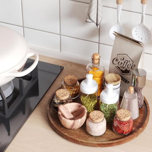 VERTORGAN Lazy Susan Bamboo Organizer for Kitchen,Cabinet(Large)