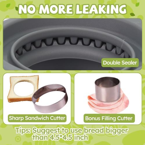 Uncrustable Sandwich Maker Sealer Cutter, Round Shape, Grey