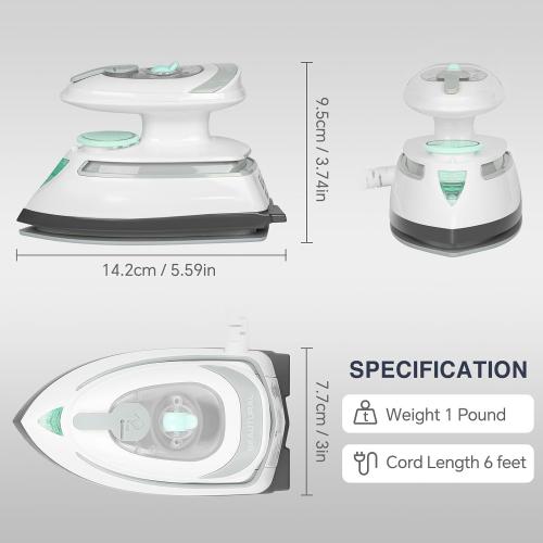 BEAUTURAL Mini Travel Steam Iron for Clothes with Dual Voltage, White