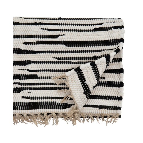 Saro Lifestyle Zebra Chindi Runner - Black - 16 x 72