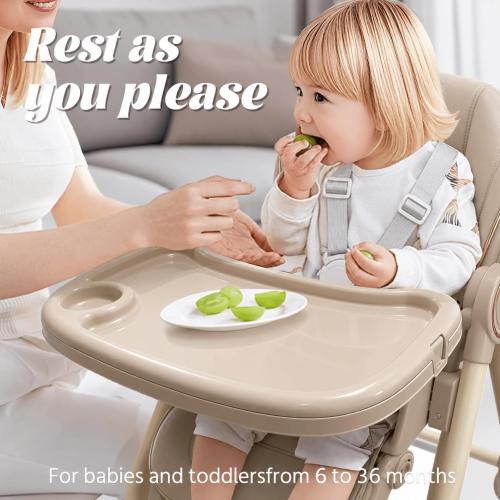 Multi Functional All in 1 Baby High Chair Swings for Infants Foldable Rocking 8 Level Height Adjustment Eco Friendly Washable PU Cushion Ultimate Baby Feeding Chair (Brown)