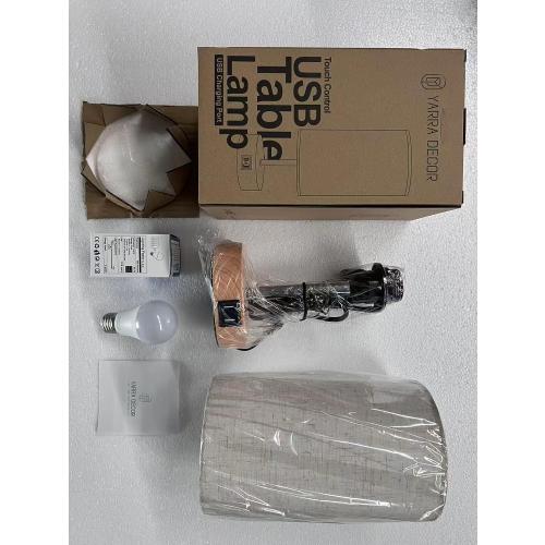 Yarra-Decor Bedside Table Lamp with USB Ports, Touch Dimmable Nightstand