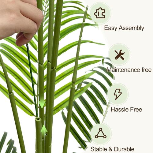 5ft Artificial Palm Tree Indoor Plant Tall Fake Tropical Paradise Palm Tree in Pot with Real Bark Design Faux Areca Palm Tree for Home Office Living Room Bedroom Farmhouse Modern Decor 1pcs