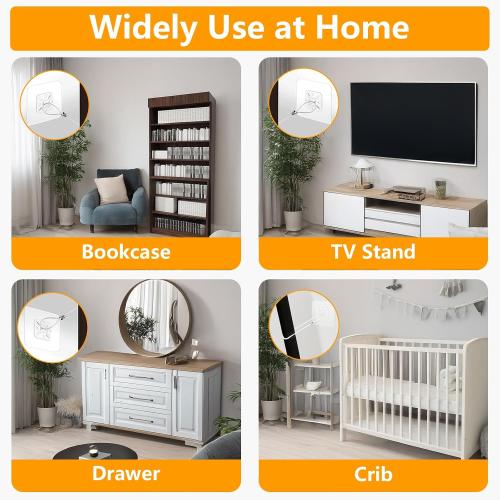 No Drill Metal Furniture Wall Anchors (10 Packs) for Baby Proofing