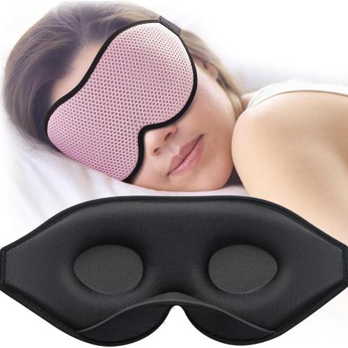 MABAO Sleep Mask for Side Sleeper, Eye Mask for Sleeping Women Men, 3D Contoured Cup No Eye Pressure 100% Light Blocking Sleeping Mask with Adjustable Strap Night Blindfold Flight, Travel, Nap, Pink