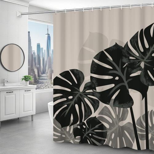 Tropical Leaves Shower Curtain Plant Theme Palm Pattern Bathroom Curtain Modern Nature Jungle Palm Leaves Shower Curtain with Hooks Waterproof Fabric Decor 72x84 Inch