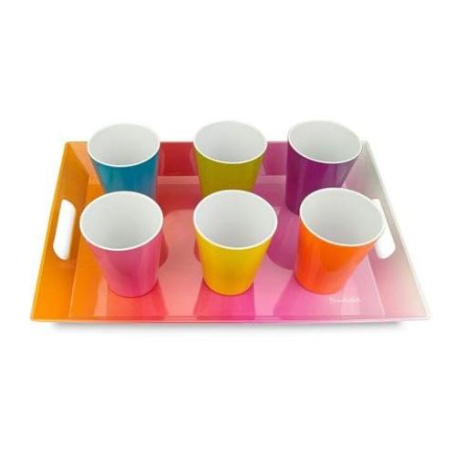 French Bull Melamine 16oz Tumblers - Colorful Assorted Set of 6, Stackable, Dishwasher Safe, BPA-free, Dringking Cups