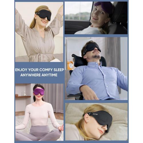 MZOO Luxury Sleep Eye Mask for Side Sleeper Men Women, Zero Eye Pressure 3D Sleeping Mask, Light Blocking Patented Design Night Blindfold, Soft Eye Shade Cover for Travel, Black