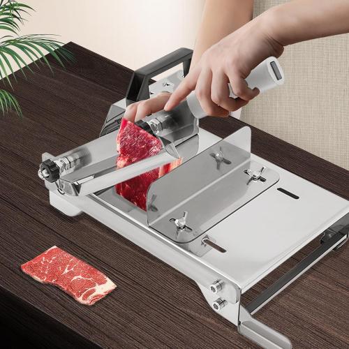 Manual Meat Slicer, Stainless Steel Frozen Meat Food Slicer Beef Mutton Household Vegetable Food Slicer Slicing Machine for Fish Chicken Restaurants and Home