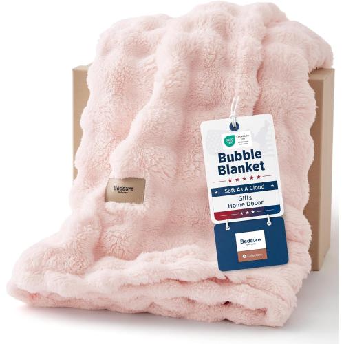 Bedsure Cloud Bubble Throw Blanket, Pink Christmas Decor Gifts, 50×60