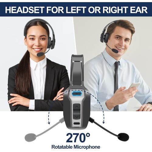 Sarevile Trucker Bluetooth Headset, V5.2 Wireless Headset with Upgraded Microphone AI Noise Canceling, On Ear Bluetooth Headphone with Mute for Driver Office Call Center (Black)