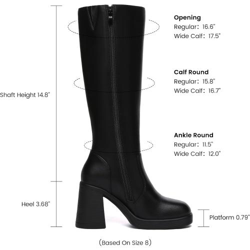 SIZE 11‼️‼️ Knee High Boots Women Wide Calf Platform Boots with Side Zipper