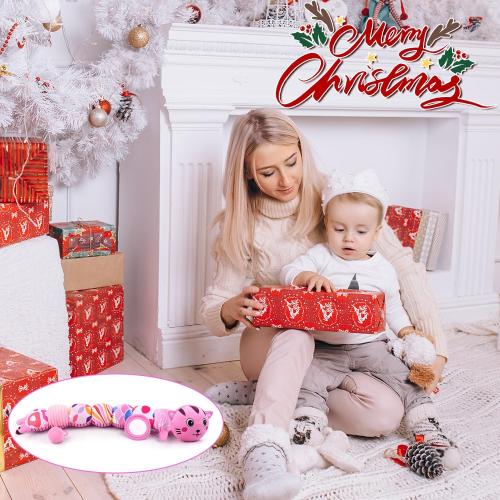 Baby Toys 0-6 6-12 Months, Stuffed Animal Infant Tummy Time Toys Sensory Toys with Crinkle Rattles Textures and Mirror Gifts for Newborn Boys Girls, Baby (Pink)