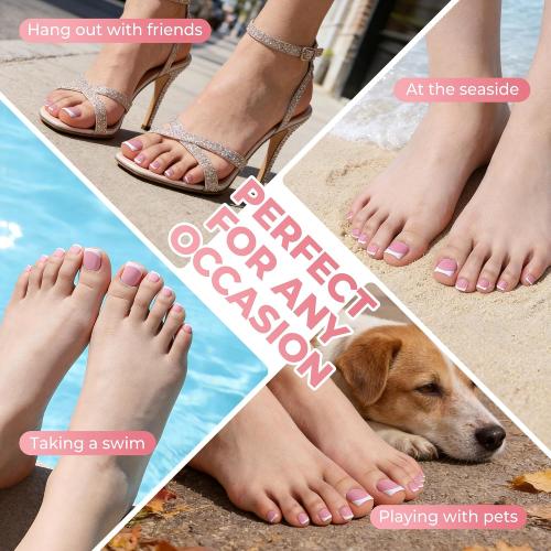 UNA GELLA French Toe Nail Press Ons, Pre-Etched 15 Sizes Sharp Square Berry Pink 180Pcs Press On Toenails False Toes Soft Gel Square Full Cover Fake Toenails for Nail Extensions DIY Salon Pedicure