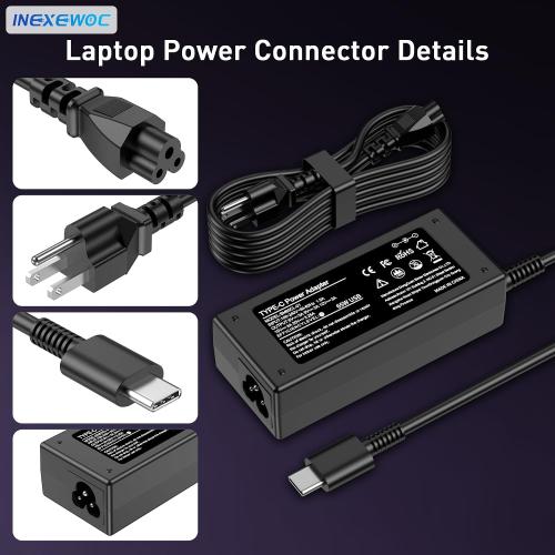 Universal 65W USB C Laptop Charger Compatible with Lenovo,HP, Dell, Acer, Asus, Samsung, Google and More, for Office, School, and Family