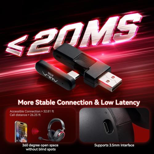Wireless Gaming Headset with Mic Over Ear Headphones for PC,Xbox,PS5,Switch