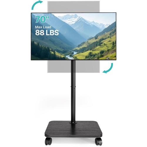 PEGZONE Rolling TV Stand for 32-70 in TVs with 90° Rotation, up to 88 lbs