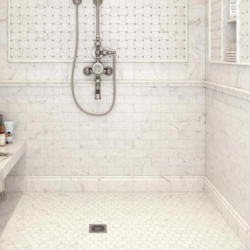 4 Pack Carrara White Marble Baseboard Trim Molding 5 x12'' Polished Wall Base Moulding for Bathroom Wall and Kitchen Backsplas