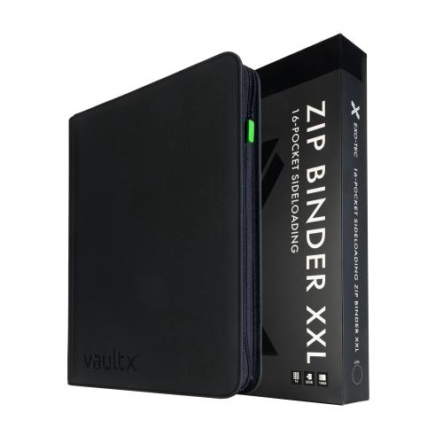 Vault X 16 Pocket XXL Trading Card Zip Binder, 1088 Cards, Premium Exo-Tec Album Material, 34 Side-Loading Pages, Folder for Collectible Games, Sports, TCG (Black)