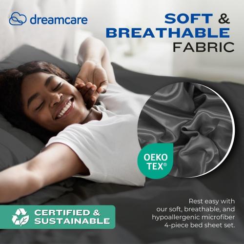DREAMCARE Twin XL Sheets - 4pc Breathable Cooling Sheets Twin XL Sheet Sets