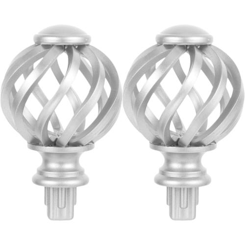 Amosfun Curtain Rod Finials 2 pcs Decorative End Caps for Curtain Rods Classic Cage Design Tool-Free Installation 3.54 X 2.55 X 2.55 in for Home and Hotel Drapery Rods