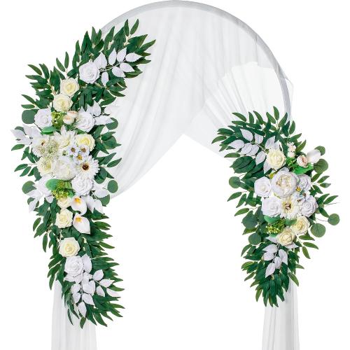 Lisuun Artificial Wedding Arch Flowers, 2 Large Floral Swags