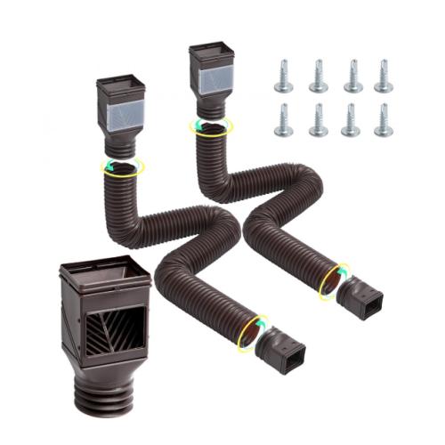 VEVOR Rain Gutter Downspout Extensions, 2-Pack Flexible Downspout Extender, Brown
