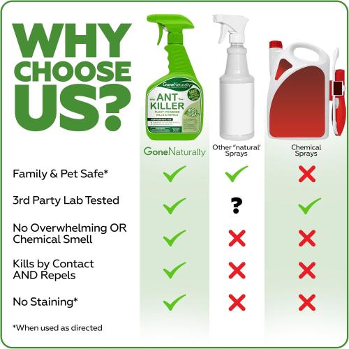 Ant Killer – Indoor & Outdoor Ant Killer Spray for Carpenter, Pavement & Little Black Ants – Peppermint Oil Ant Spray & Ant Repellent for Home – Safe Around Kids & Pets (16oz)