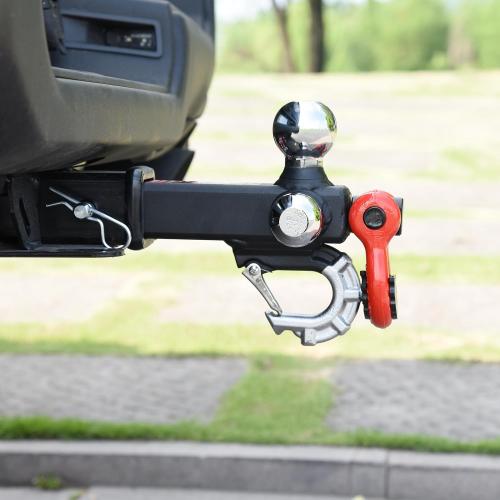 Trailer Hitch Tri-Ball Mount: with Swivel Tow Shackle and Tow Hook, fits for 2-inch Receiver, Chrome Trailer Ball Size 1-7/8, 2 and 2-5/16 and 5/8 Hitch Lock Pin