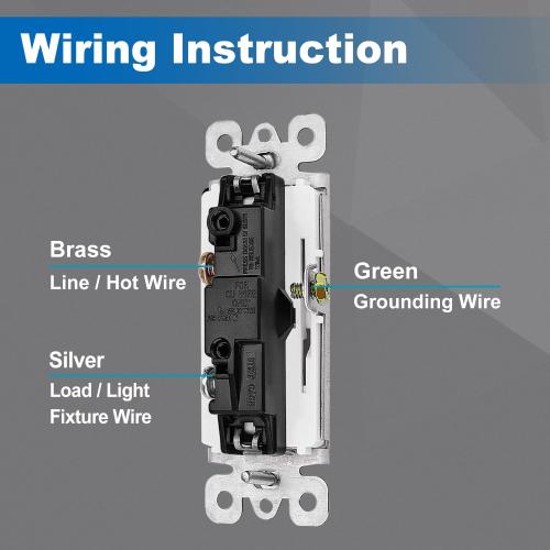BESTTEN 10 Pack Single Pole Decorator Light Switch with Wallplate, 15A 120/277V, Rocker Paddle Wall Switch, On/Off Interrupter for LED and Other Lamps