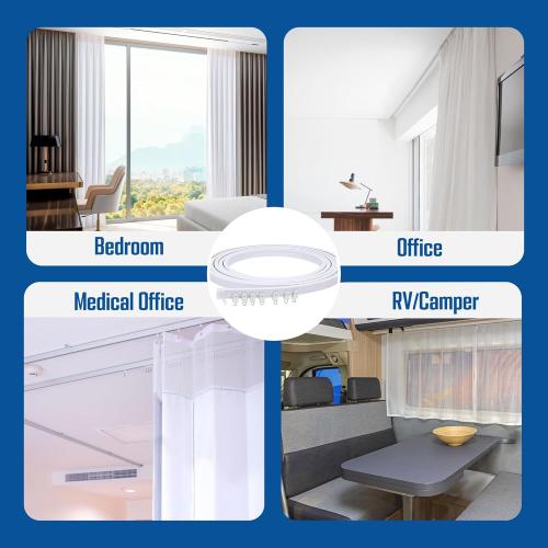 UrbanRed Flexible Ceiling Curtain Track, 5 m (16.4 ft) Rail Kit, White | Flexible curtain ceiling track bends for smooth sliding, making it ideal for room dividers, RVs and bay windows.